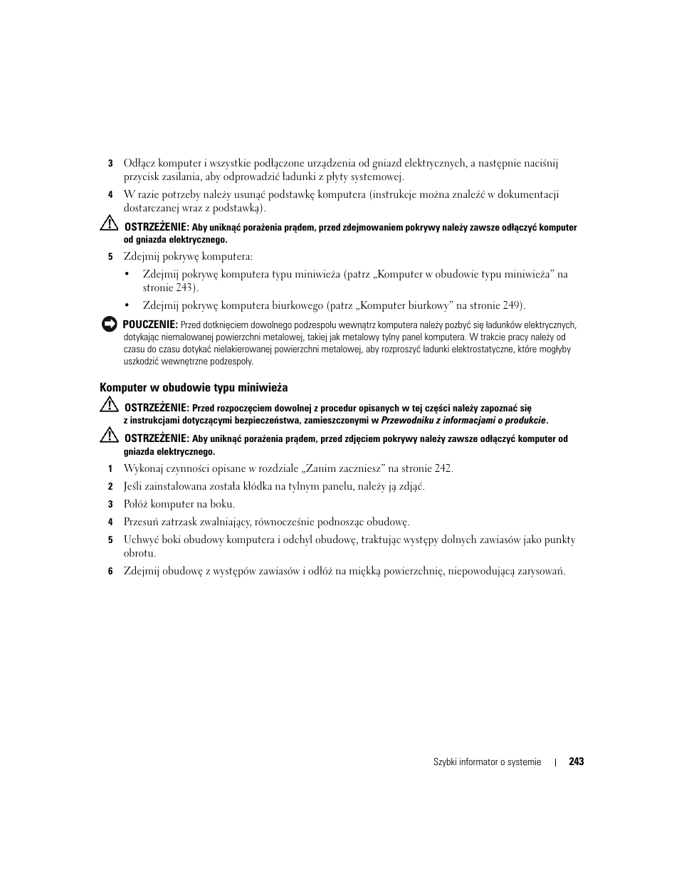 Komputer w obudowie typu miniwieża | Dell OptiPlex 320 User Manual | Page 243 / 312