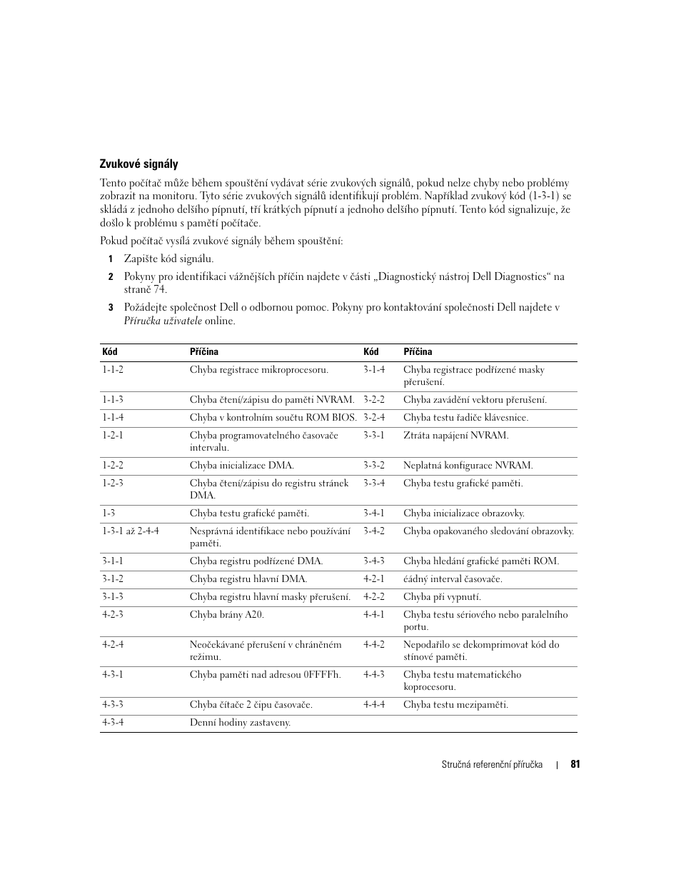 Zvukové signály, Zvukové signály“ na straně 81. rovněž podle | Dell OptiPlex 320 User Manual | Page 81 / 312