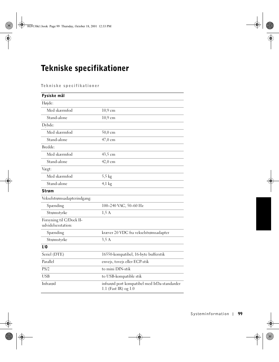 Tekniske specifikationer | Dell C/Dock II Expansion Station User Manual | Page 101 / 532