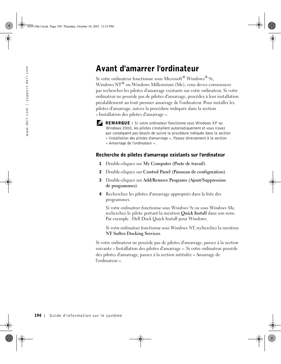 Avant d'amarrer l'ordinateur | Dell C/Dock II Expansion Station User Manual | Page 196 / 532