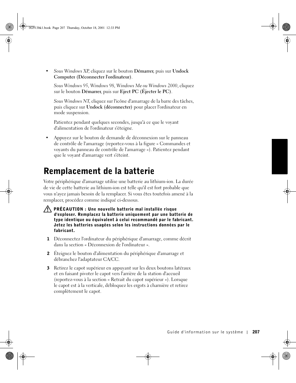 Remplacement de la batterie | Dell C/Dock II Expansion Station User Manual | Page 209 / 532