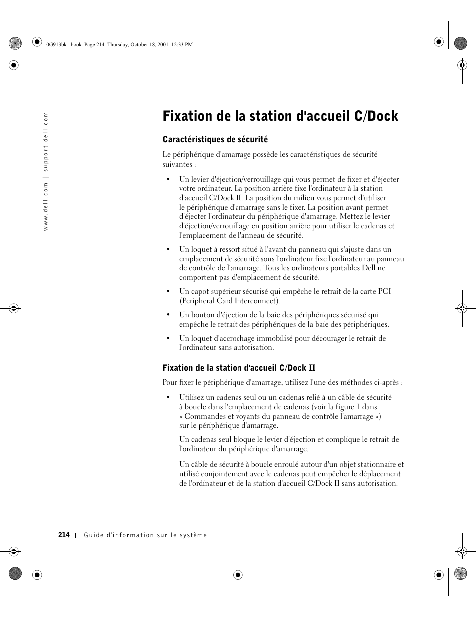 Fixation de la station d'accueil c/dock | Dell C/Dock II Expansion Station User Manual | Page 216 / 532