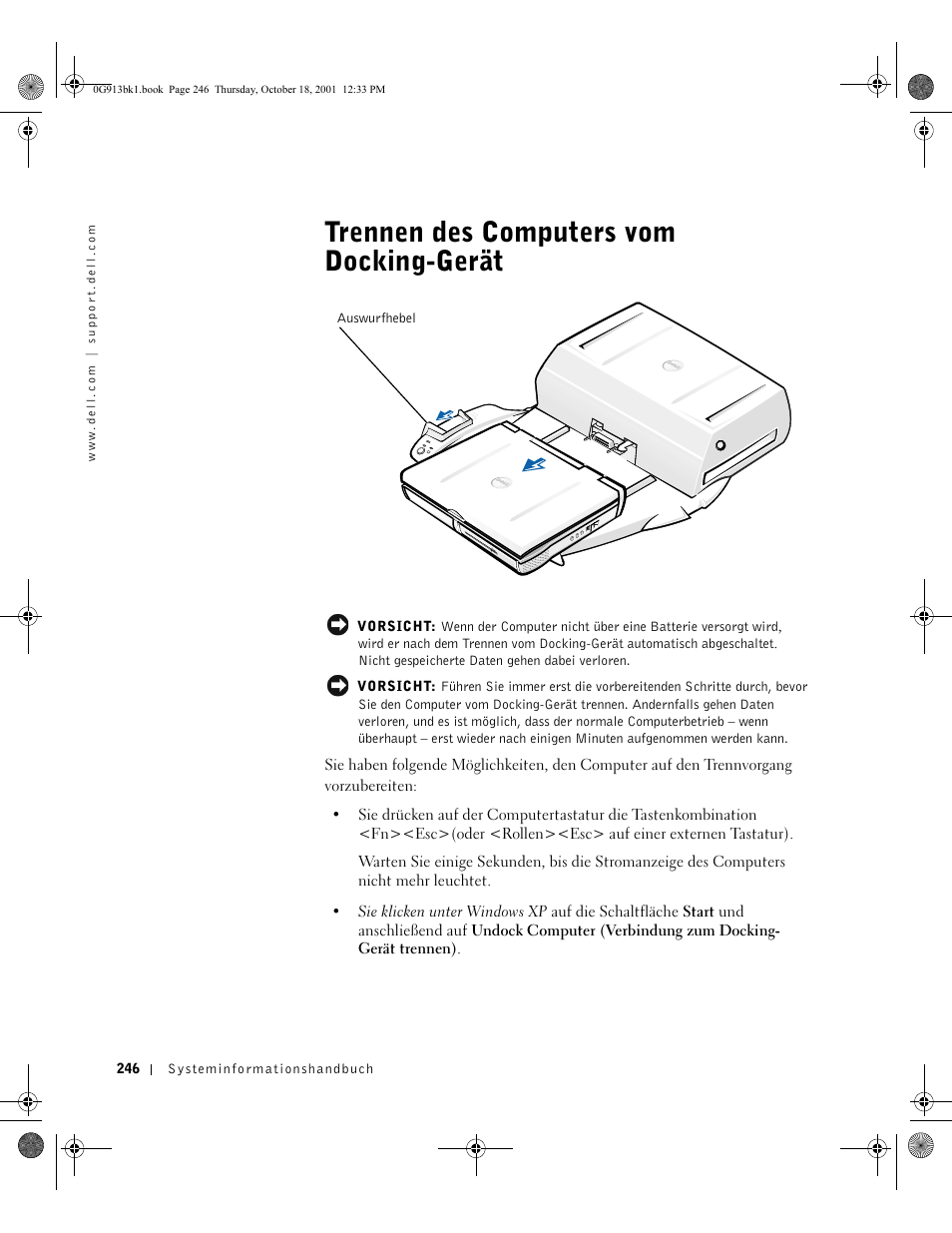 Trennen des computers vom docking-gerät | Dell C/Dock II Expansion Station User Manual | Page 248 / 532