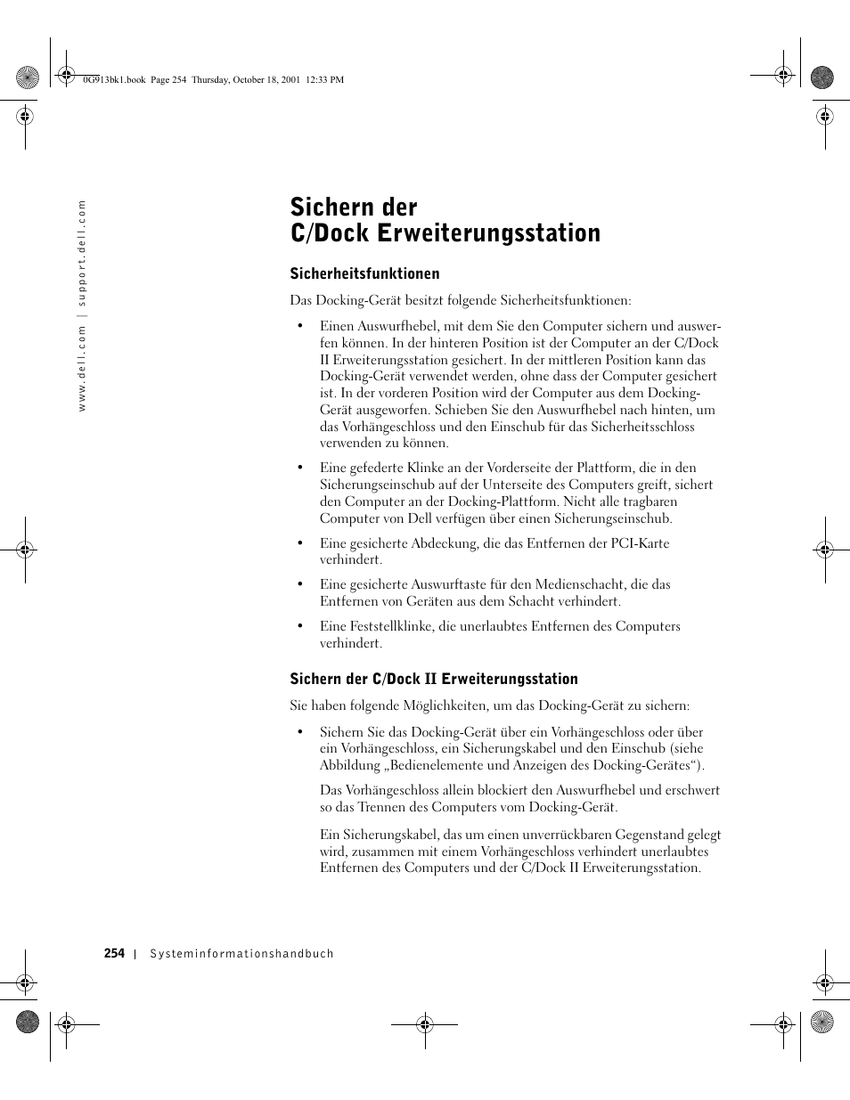Sichern der c/dock erweiterungsstation | Dell C/Dock II Expansion Station User Manual | Page 256 / 532