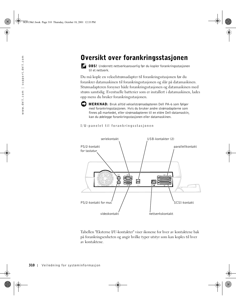 Oversikt over forankringsstasjonen | Dell C/Dock II Expansion Station User Manual | Page 312 / 532