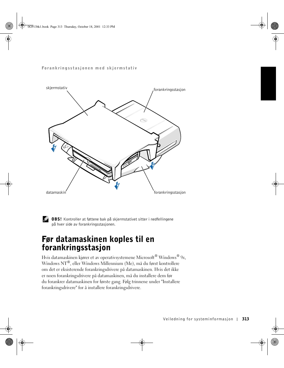 Før datamaskinen koples til en forankringsstasjon | Dell C/Dock II Expansion Station User Manual | Page 315 / 532