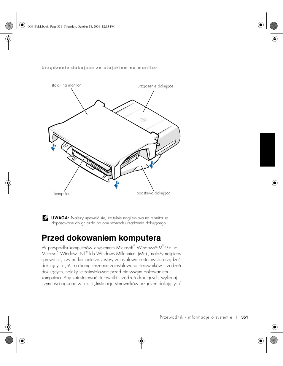 Przed dokowaniem komputera | Dell C/Dock II Expansion Station User Manual | Page 353 / 532