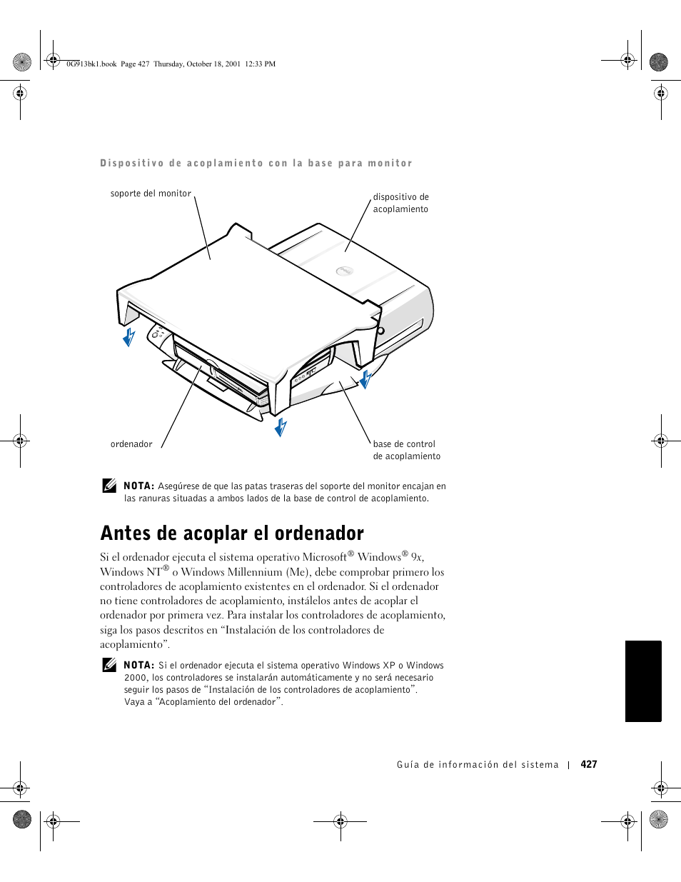 Antes de acoplar el ordenador | Dell C/Dock II Expansion Station User Manual | Page 429 / 532