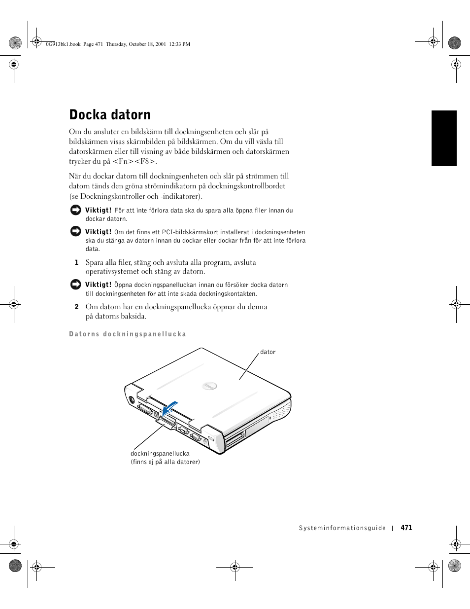 Docka datorn | Dell C/Dock II Expansion Station User Manual | Page 473 / 532