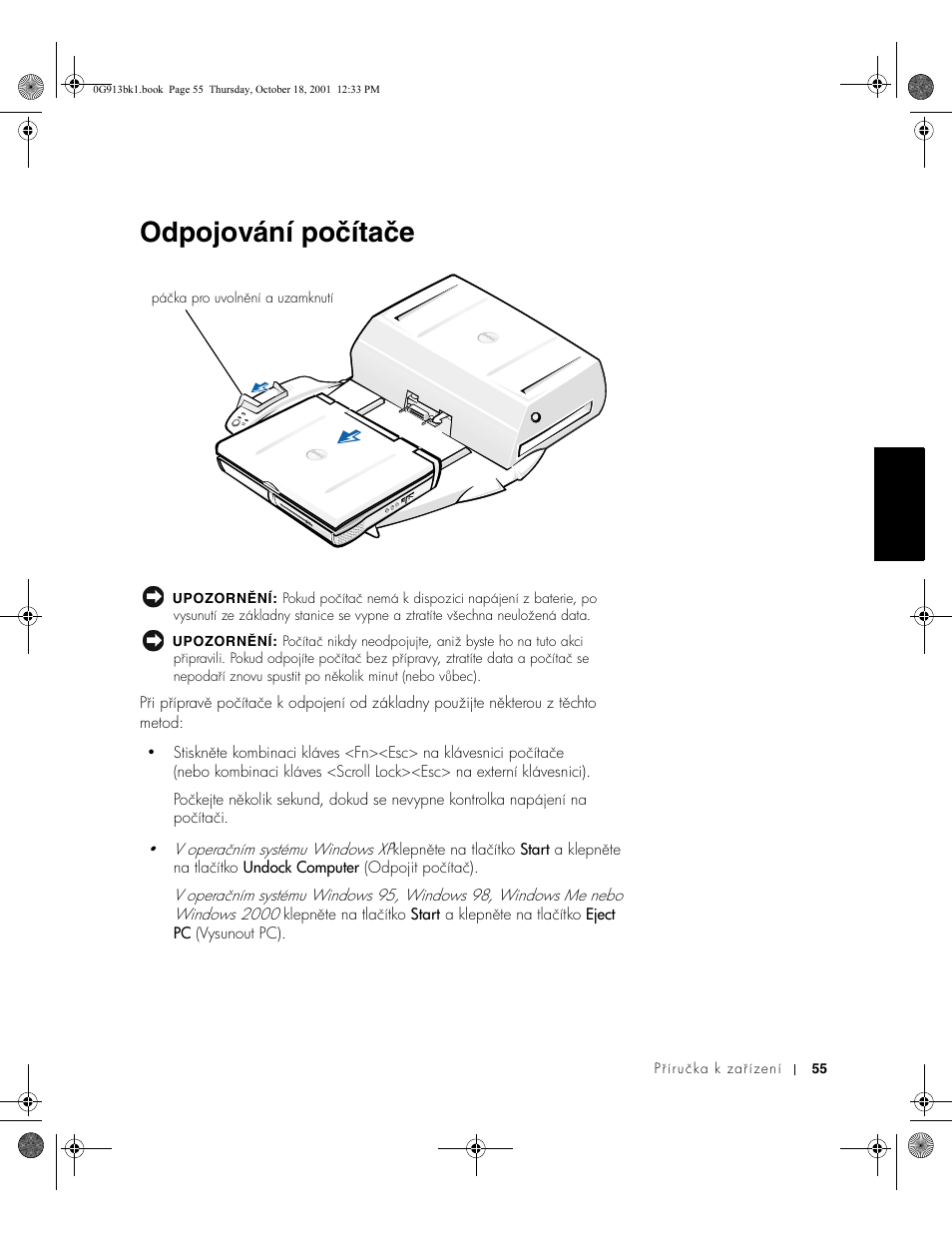 Odpojování počítače | Dell C/Dock II Expansion Station User Manual | Page 57 / 532