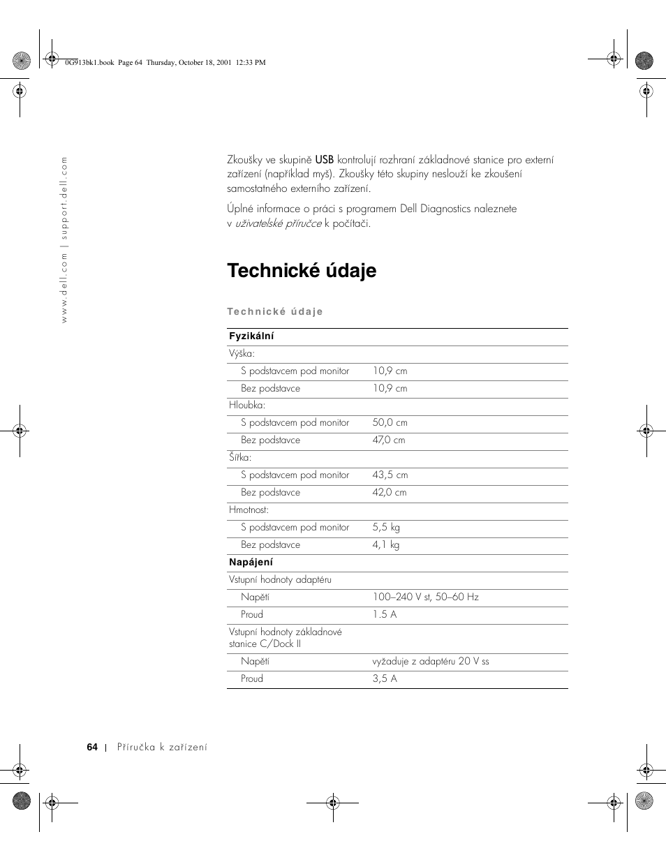 Technické údaje | Dell C/Dock II Expansion Station User Manual | Page 66 / 532