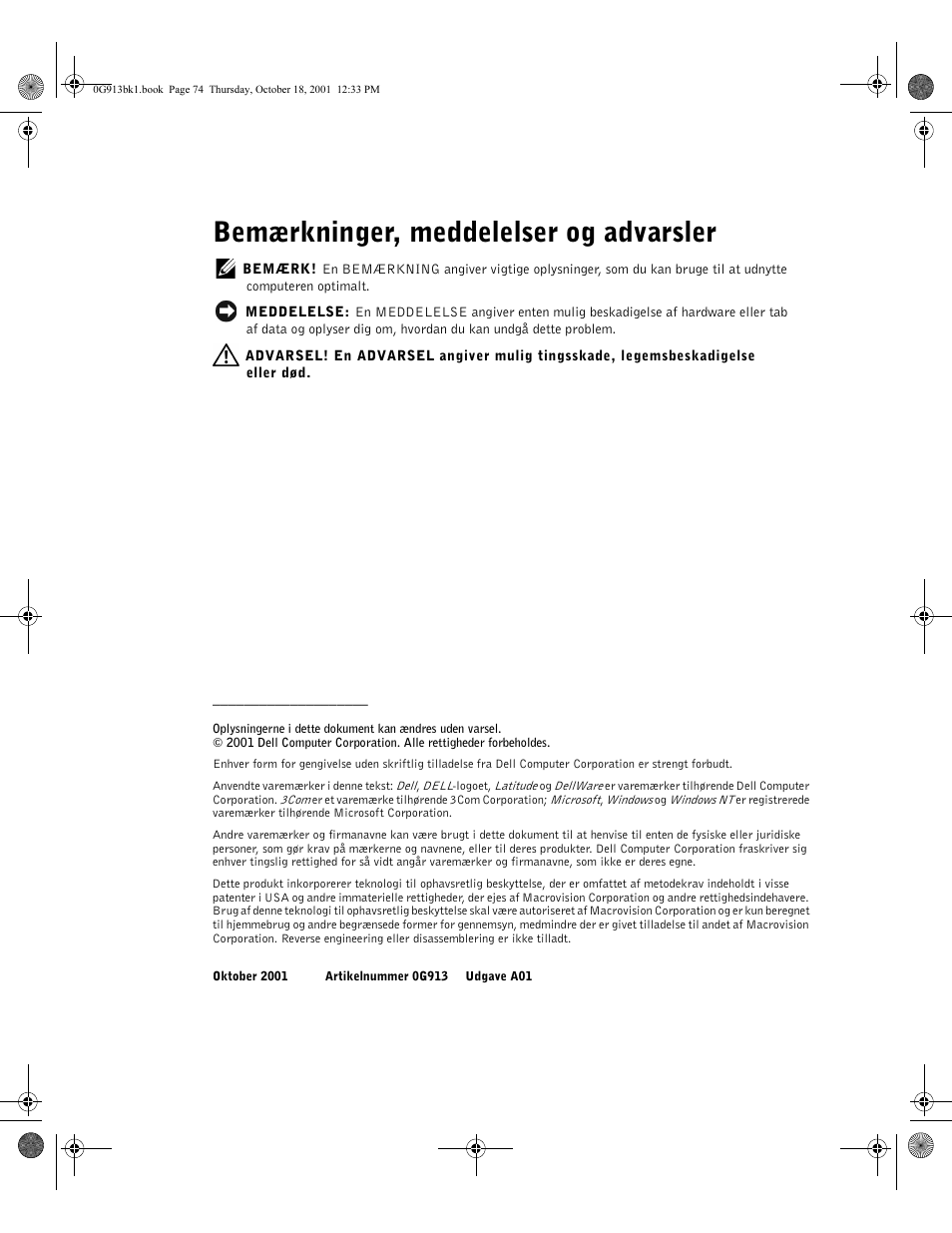 Bemærkninger, meddelelser og advarsler | Dell C/Dock II Expansion Station User Manual | Page 76 / 532