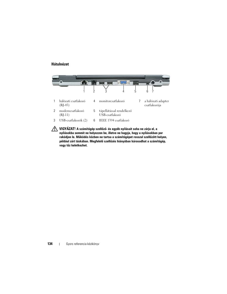 Hátulnézet | Dell Latitude D430 (Mid 2007) User Manual | Page 134 / 244