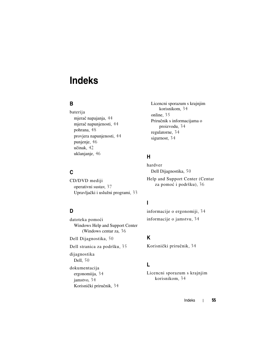 Indeks | Dell Latitude D430 (Mid 2007) User Manual | Page 55 / 244