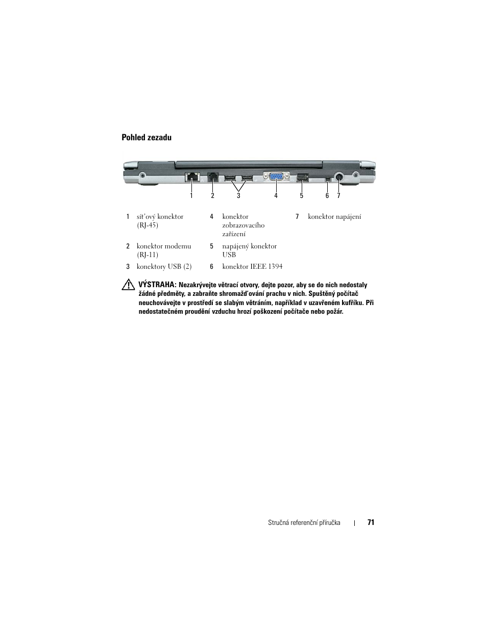 Pohled zezadu | Dell Latitude D430 (Mid 2007) User Manual | Page 71 / 244