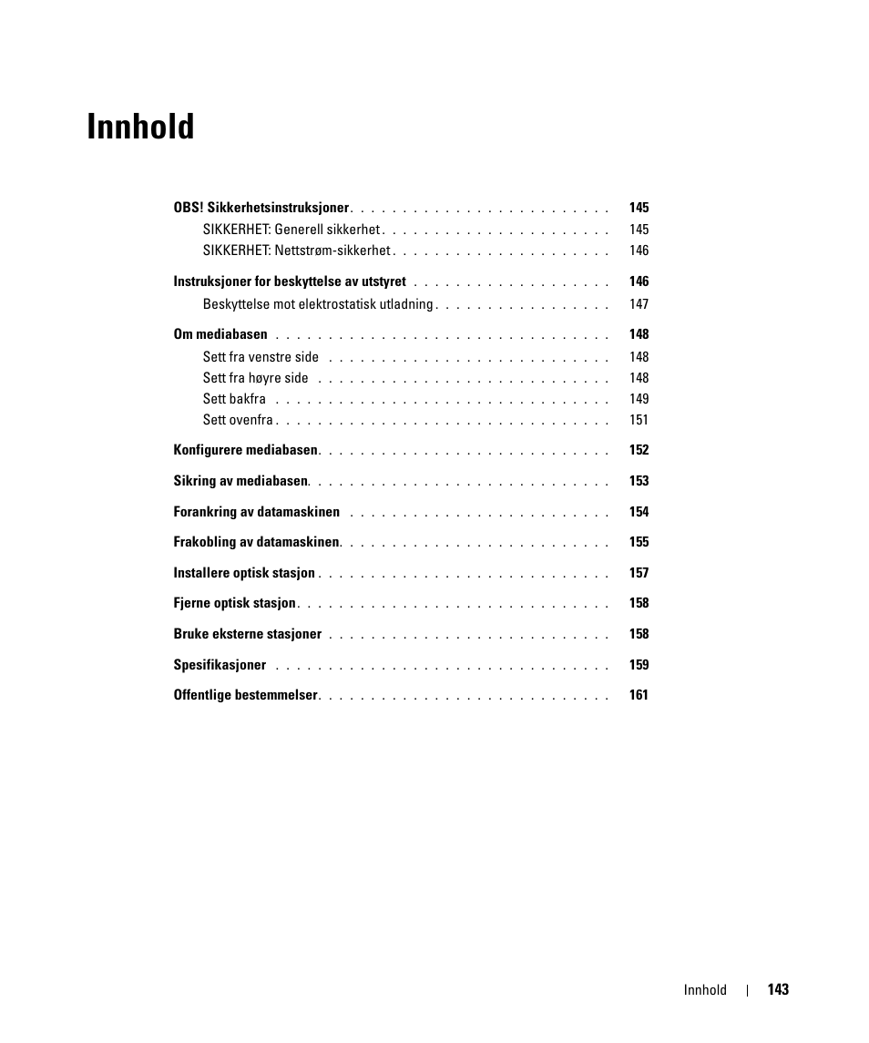 Innhold | Dell Latitude D430 (Mid 2007) User Manual | Page 145 / 250