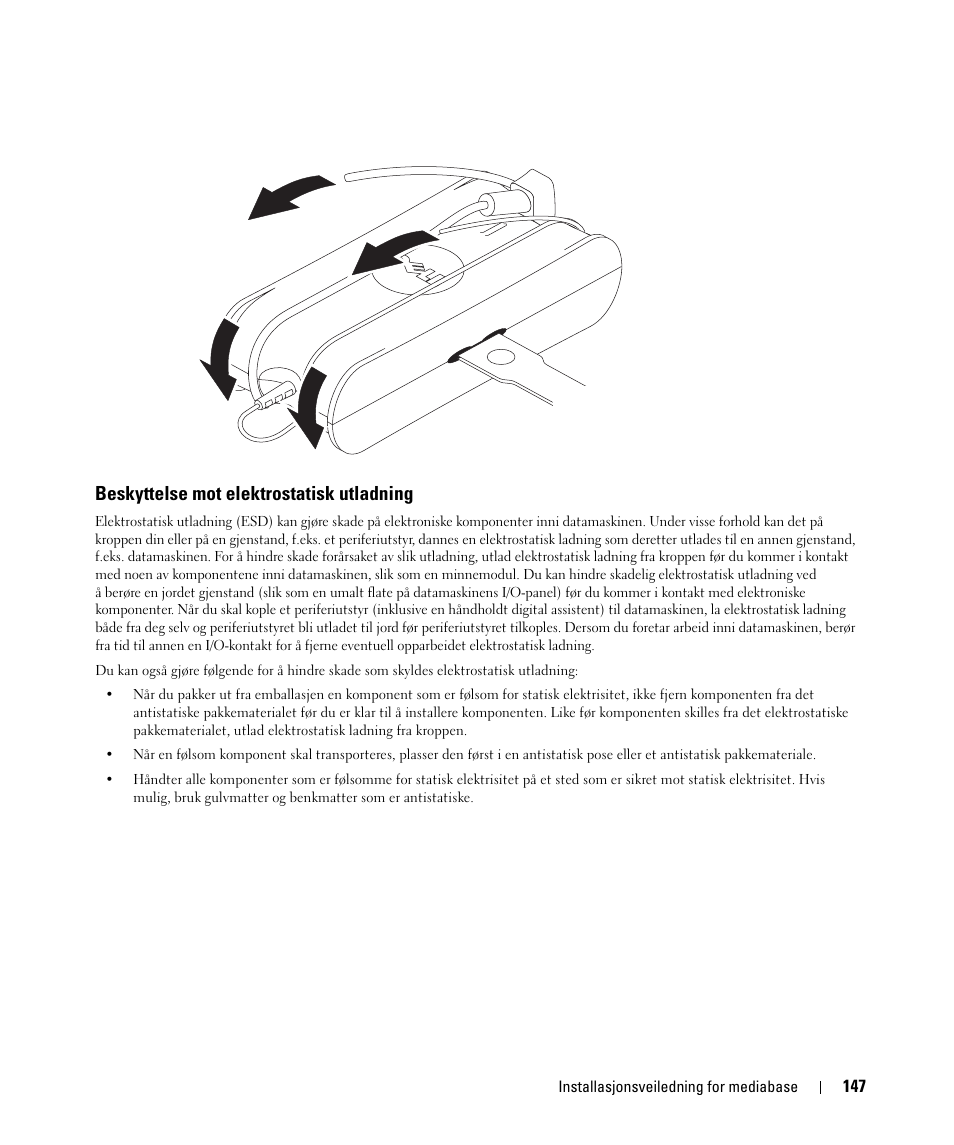Beskyttelse mot elektrostatisk utladning | Dell Latitude D430 (Mid 2007) User Manual | Page 149 / 250