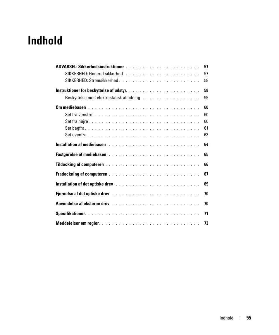 Indhold | Dell Latitude D430 (Mid 2007) User Manual | Page 57 / 250