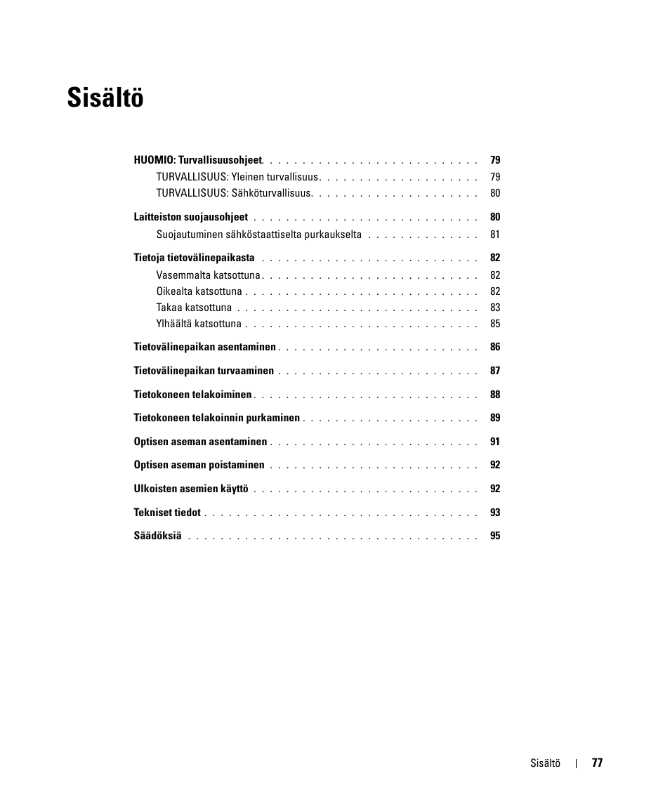 Sisältö | Dell Latitude D430 (Mid 2007) User Manual | Page 79 / 250