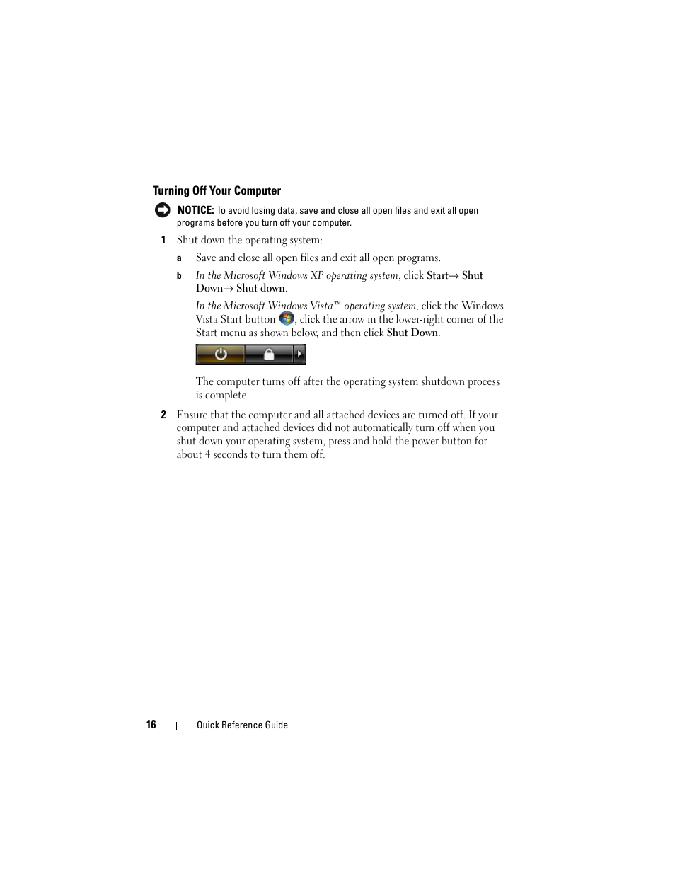 Turning off your computer | Dell Latitude D530 (Early 2008) User Manual | Page 16 / 232