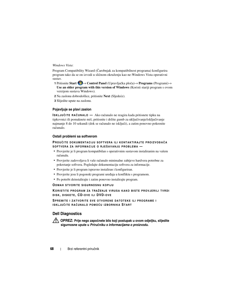 Dell diagnostics | Dell Latitude D530 (Early 2008) User Manual | Page 68 / 232