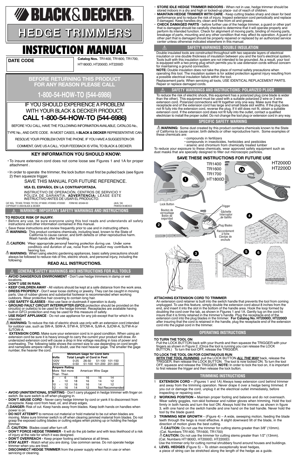 Black & Decker HT2000D User Manual | 4 pages