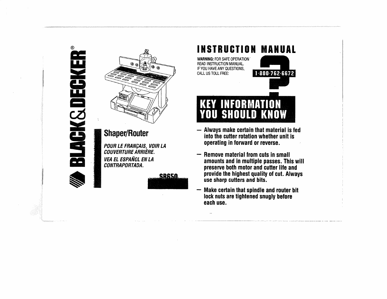 Black & Decker SR650 User Manual | 14 pages