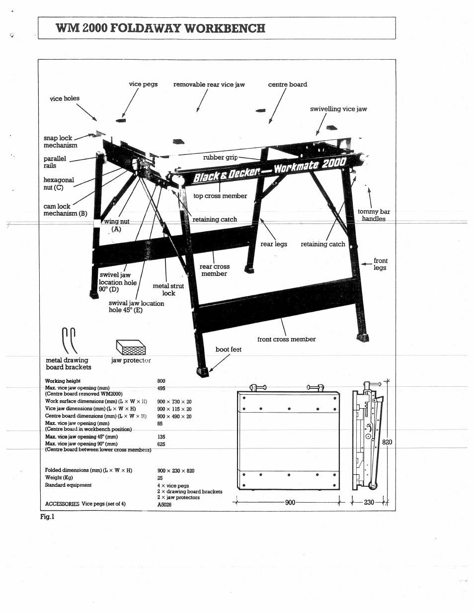 Wm 2000 foldhway workbench, Centre board, Snap l^k | Mxmk$m ■m | Black & Decker WM2000 User Manual | Page 3 / 8