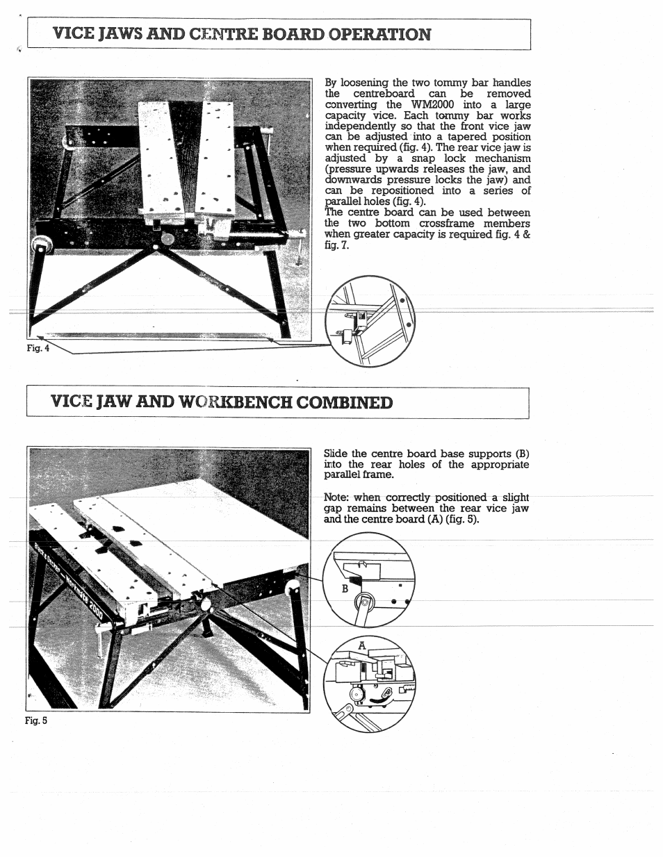 Vice jaws and ceotre board operation, Vice jaw and wopjtbench combined | Black & Decker WM2000 User Manual | Page 5 / 8