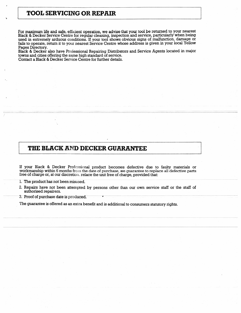 Tool servicing or repair, The black and decker guarantee | Black & Decker WM2000 User Manual | Page 8 / 8