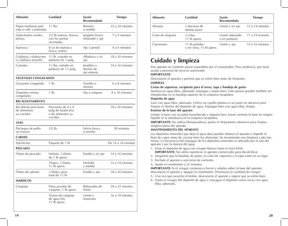 Cuidado y limpieza | Black & Decker HS1150 User Manual | Page 11 / 21