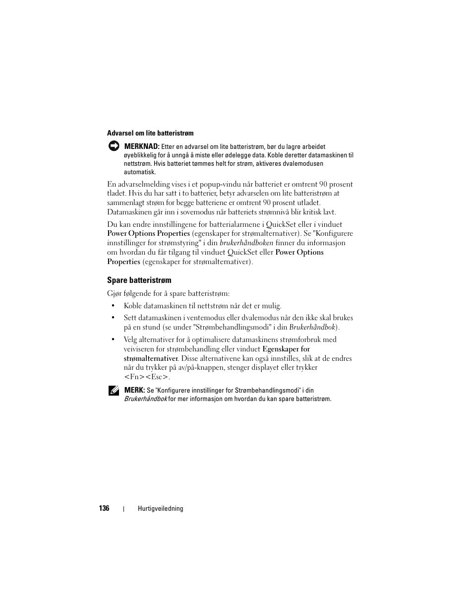 Spare batteristrøm | Dell Precision M6300 (Late 2007) User Manual | Page 136 / 266