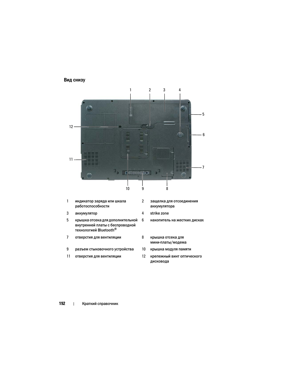 Вид снизу | Dell Precision M6300 (Late 2007) User Manual | Page 192 / 266