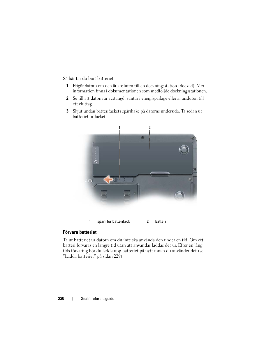 Förvara batteriet | Dell Precision M6300 (Late 2007) User Manual | Page 230 / 266