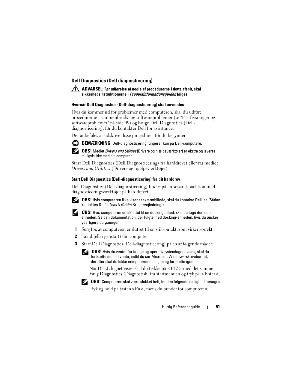 Dell diagnostics (dell diagnosticering) | Dell Precision M6300 (Late 2007) User Manual | Page 51 / 266