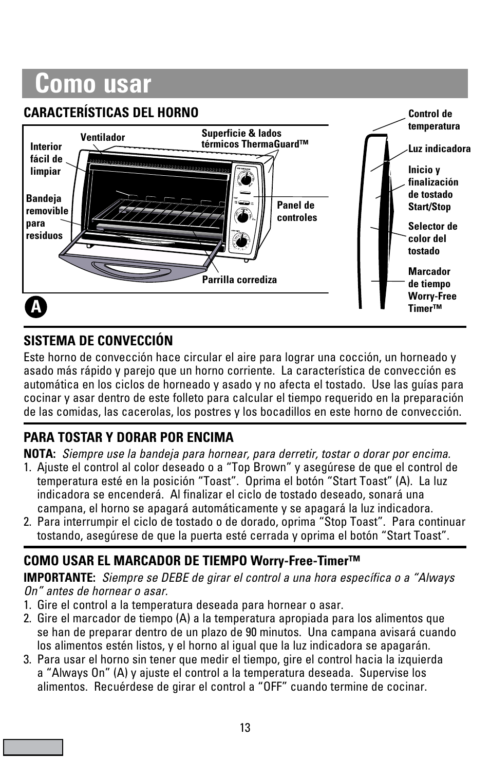 Como usar | Black & Decker CTO9000 User Manual | Page 13 / 32