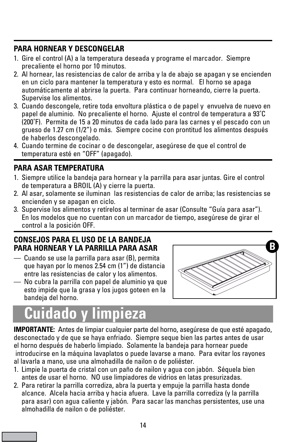 Cuidado y limpieza | Black & Decker CTO9000 User Manual | Page 14 / 32