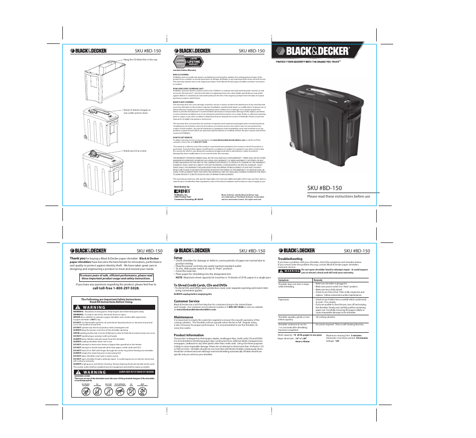 Black & Decker 8D-150 User Manual | 1 page