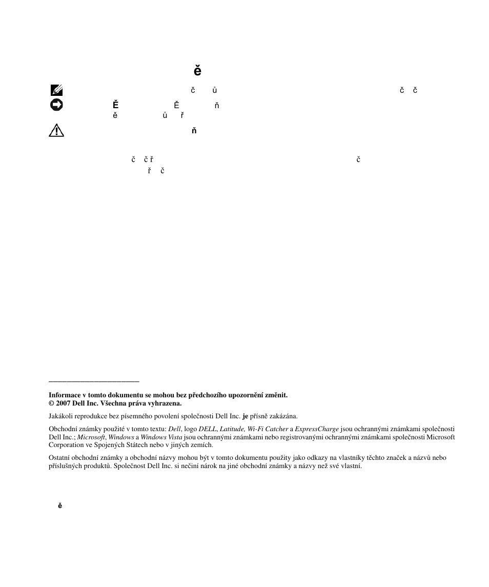 Poznámky a upozorn ě ní | Dell Latitude D630 ATG (Mid 2007) User Manual | Page 26 / 178