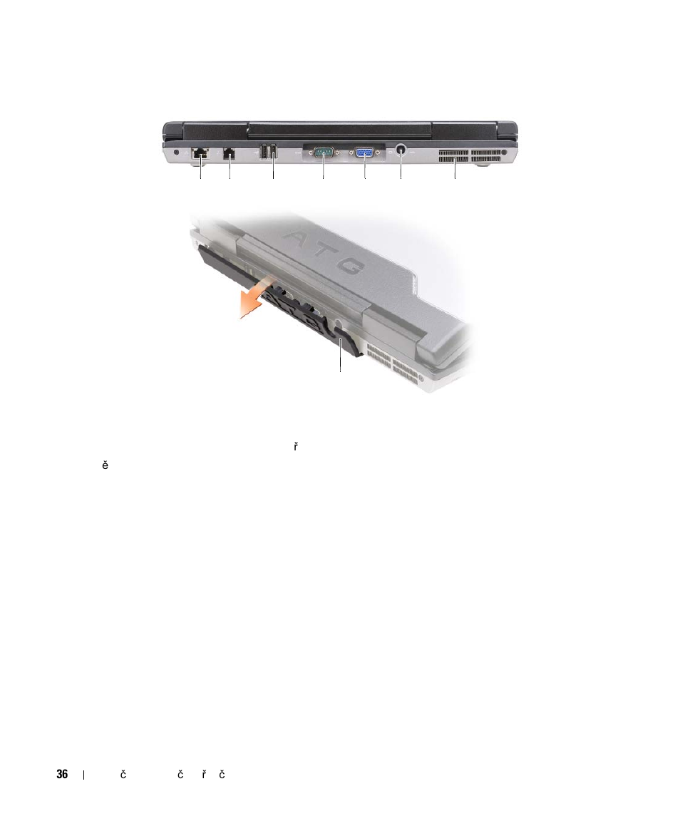 Pohled zezadu | Dell Latitude D630 ATG (Mid 2007) User Manual | Page 36 / 178