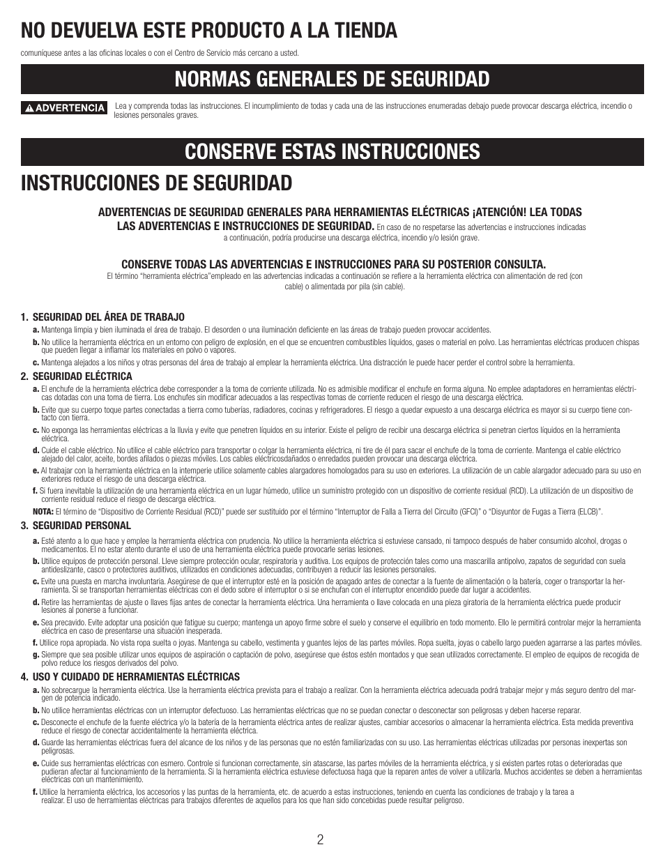 No devuelva este producto a la tienda | Black & Decker BT1800 User Manual | Page 2 / 52