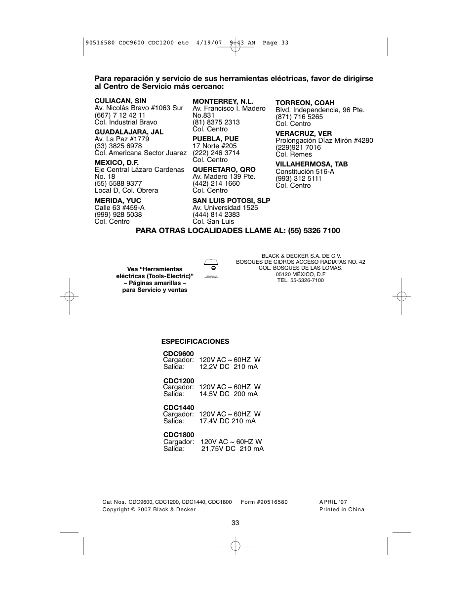 Black & Decker CDC9600 User Manual | Page 33 / 36