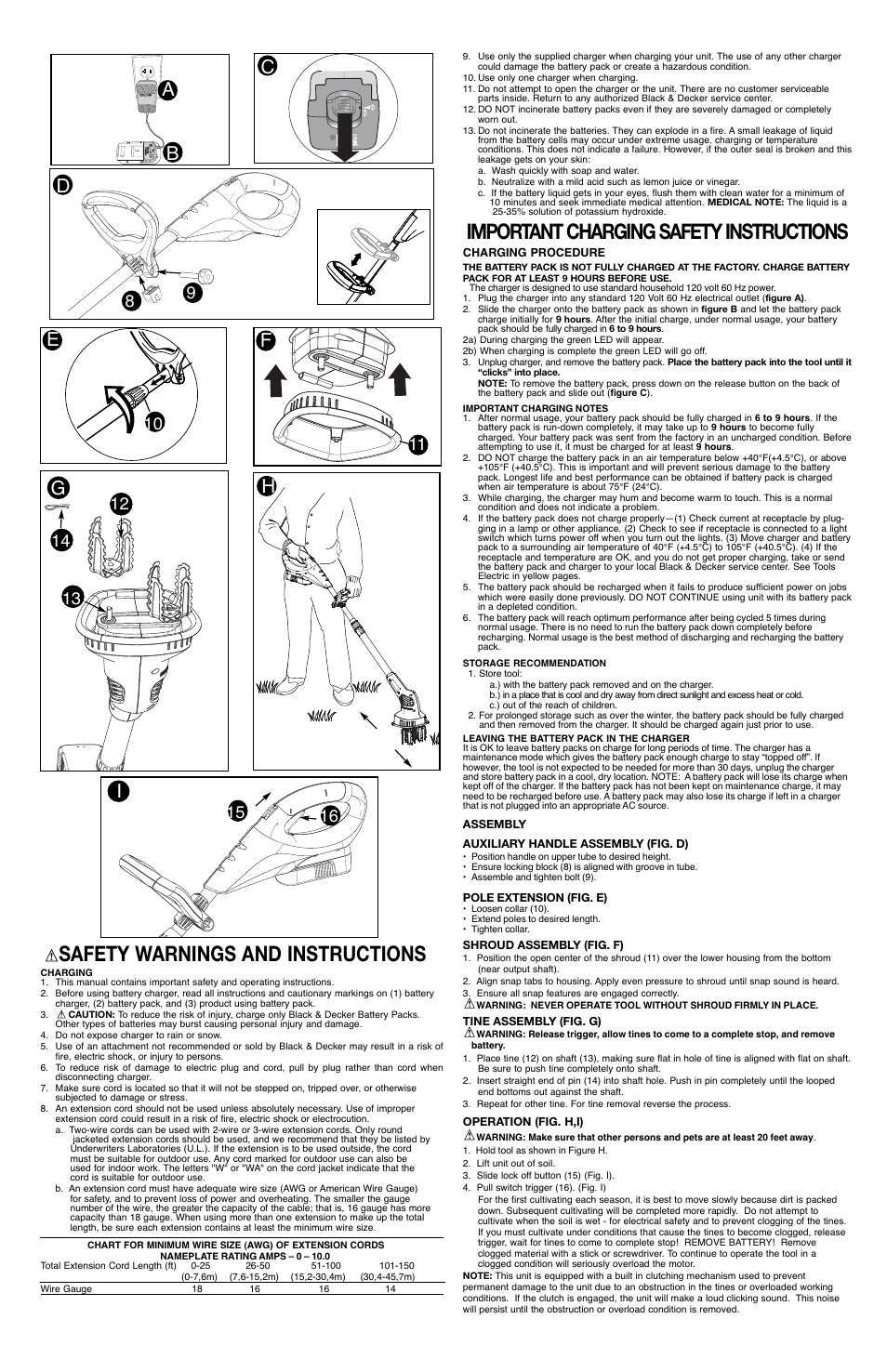 Safety warnings and instructions, Important charging safety instructions, Hg i | Cb a | Black & Decker GC818 User Manual | Page 2 / 7