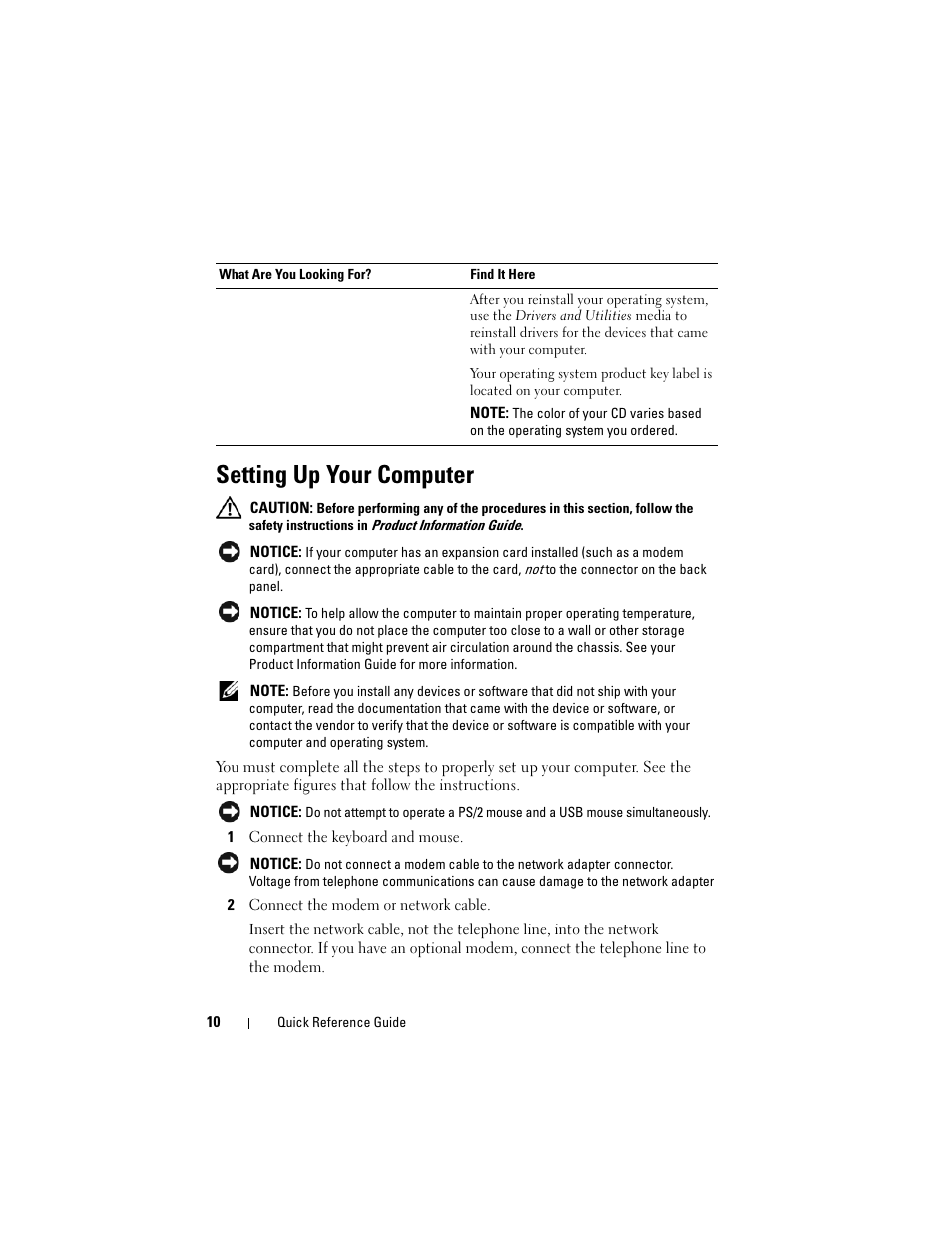 Setting up your computer | Dell OptiPlex 755 User Manual | Page 10 / 622