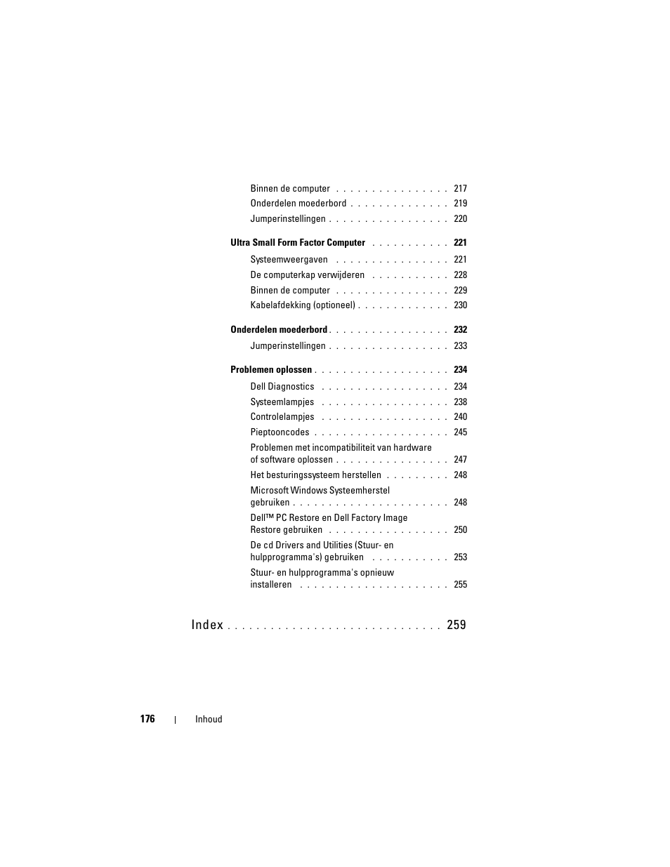 Index | Dell OptiPlex 755 User Manual | Page 176 / 622