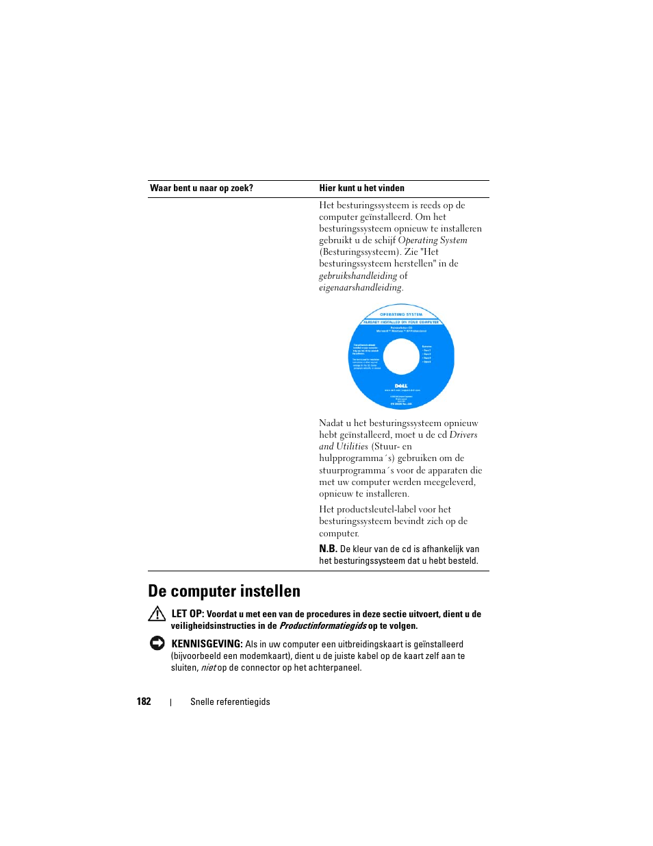 De computer instellen | Dell OptiPlex 755 User Manual | Page 182 / 622