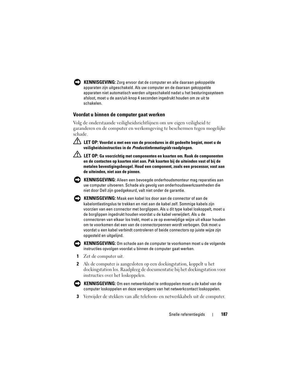 Voordat u binnen de computer gaat werken | Dell OptiPlex 755 User Manual | Page 187 / 622