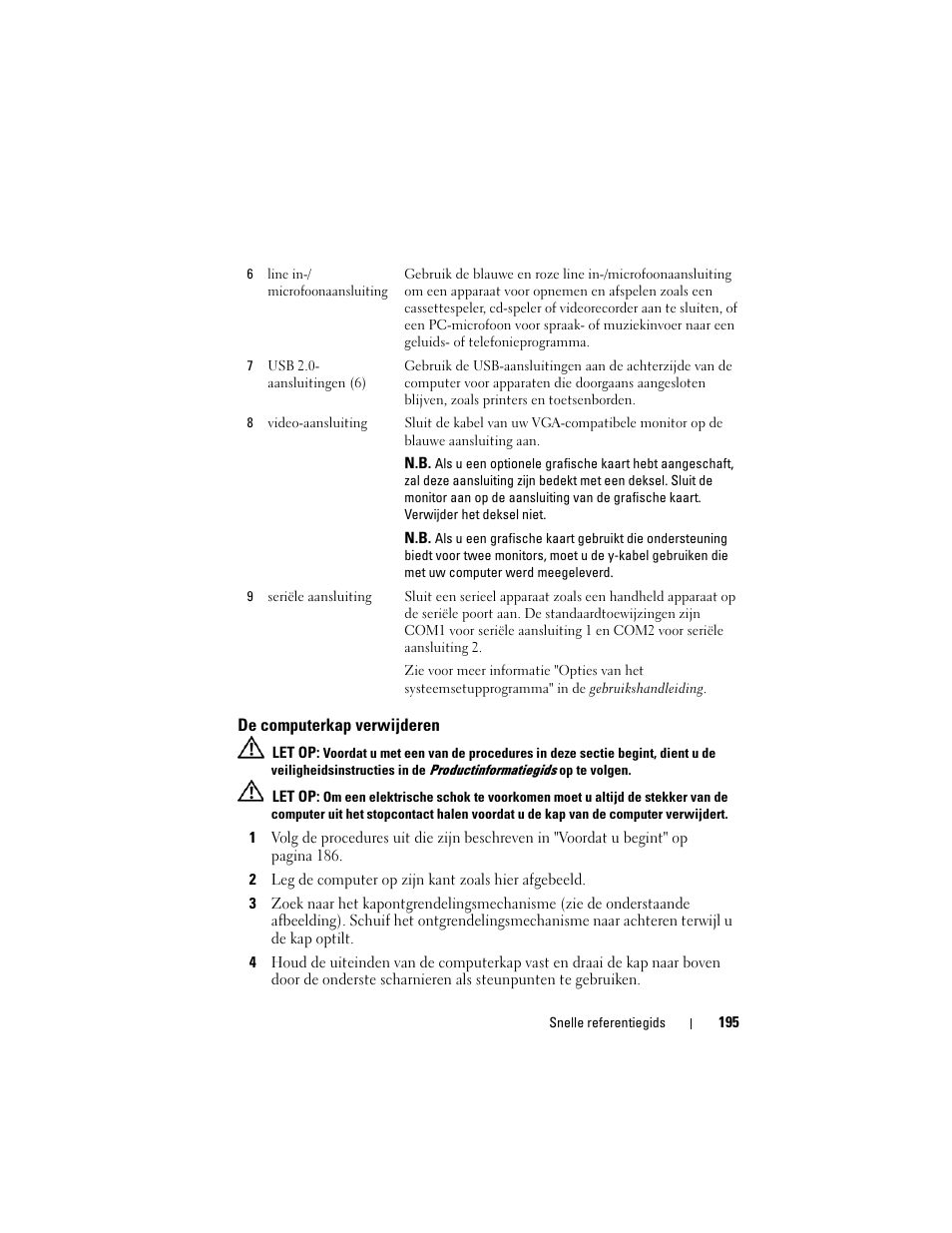 De computerkap verwijderen | Dell OptiPlex 755 User Manual | Page 195 / 622