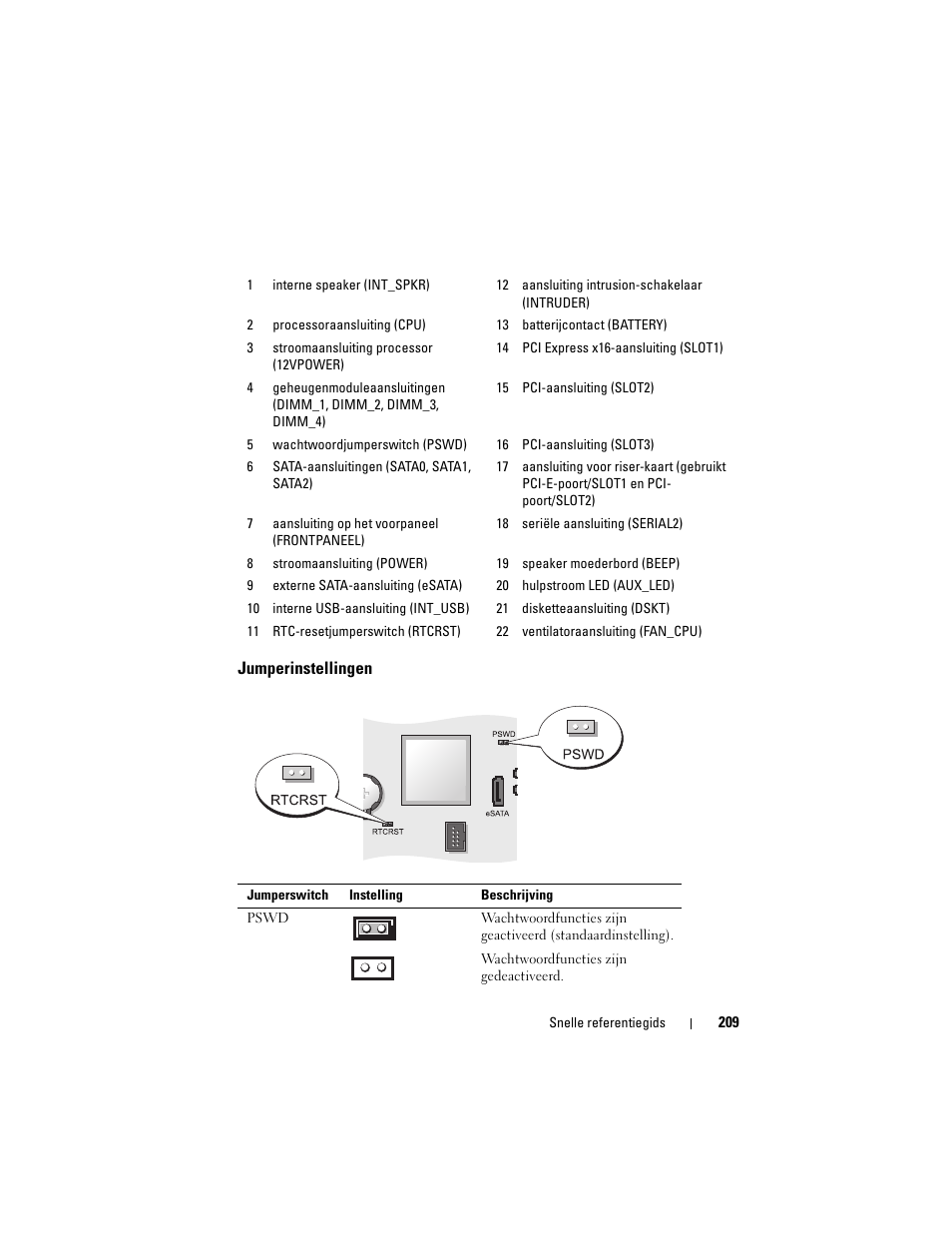 Jumperinstellingen | Dell OptiPlex 755 User Manual | Page 209 / 622