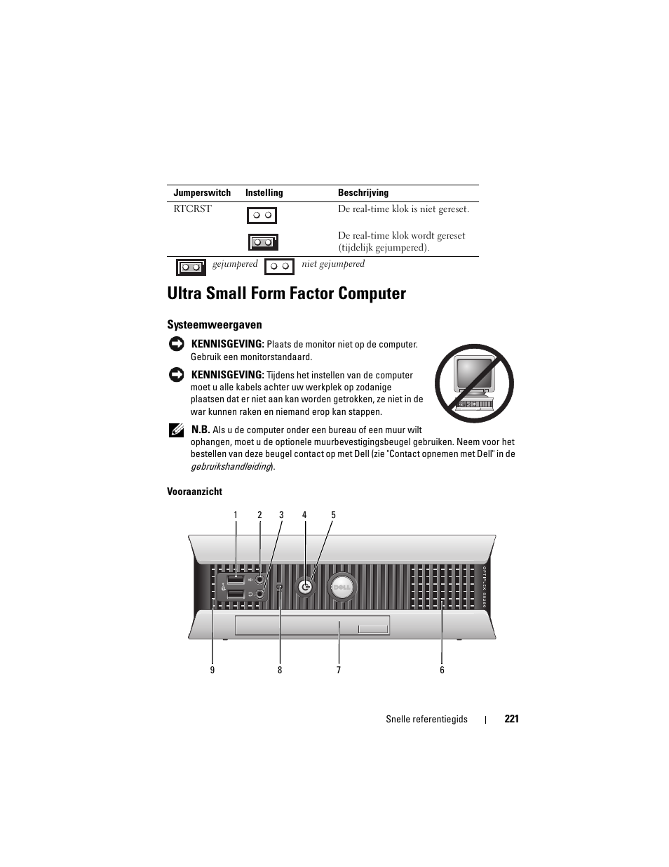 Ultra small form factor computer, Systeemweergaven | Dell OptiPlex 755 User Manual | Page 221 / 622